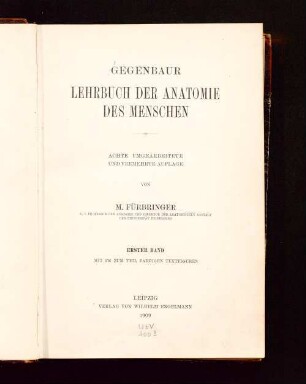 1: Gegenbaur's Lehrbuch der Anatomie des Menschen