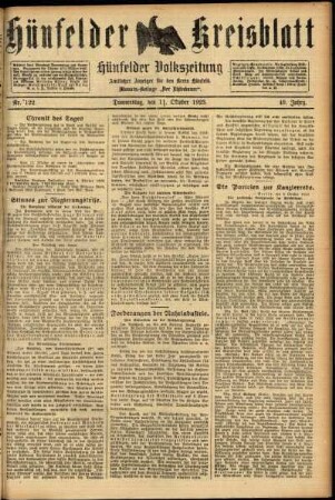 Ausgabe vom Donnerstag, den 11. Oktober 1923.