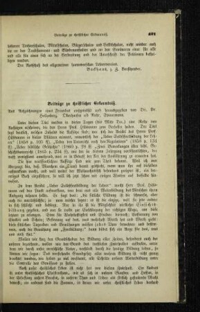 Beiträge zu christlicher Erkenntniß : aus Aufzeichnungen eines Freundes