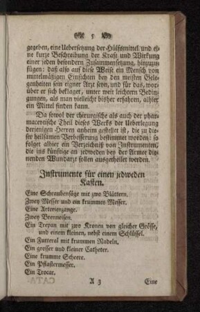 Instrumente für einen jedweden Kasten.