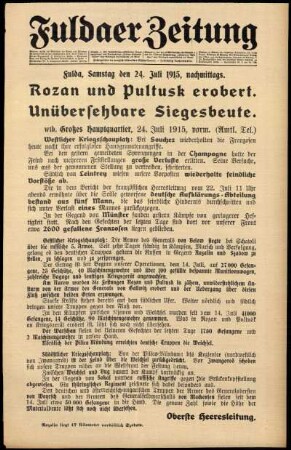 Ausgabe vom Samstag, den 24. Juli 1915.