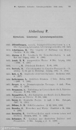 Abt. P. Sprachen. Literatur. Literaturgeschichte