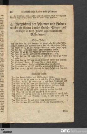 4. Verzeichniß der Psalmen und Lieder