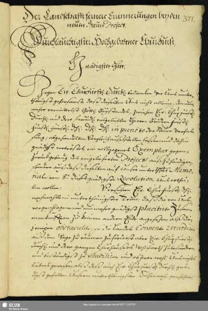 Der Landschafft fernere Erinnerungen bey d. neuen Steuer Project, dat. 27.3.1661