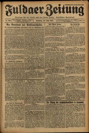 Erste Ausgabe vom Sonntag, den 20. Juni 1926.