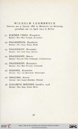 Wilhelm Lehmbruck (Nr. 91-98)