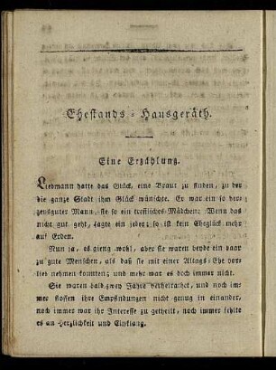Ehestands- Hausgeräth.