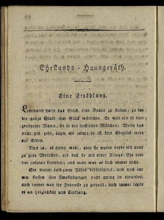 Ehestands- Hausgeräth.