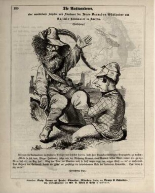 "Die Auswanderer, oder wunderbare Fahrten und Abenteuer der Herren Barnabas Wühlhuber und Casimir Heulmaier in Amerika"