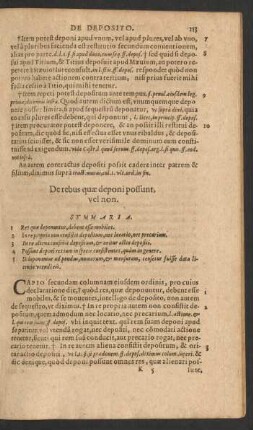 De rebus que deponi possunt, vel non.