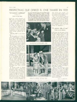 Perspectivas que ofrece el cine yankee en 1935