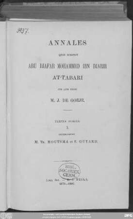 Tertia series, 1: Kitāb aḫbār ar-rusul wa-'l-mulūk
