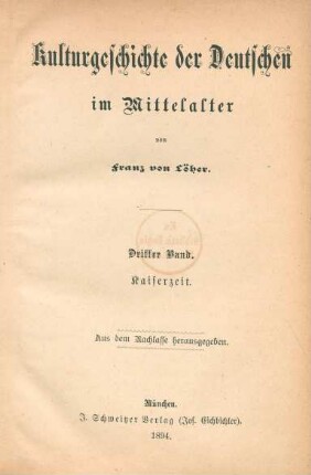 Bd. 3: Kaiserzeit : aus dem Nachlasse herausgegeben