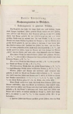 Dritte Abtheilung. Rechnungsarten in Brüchen