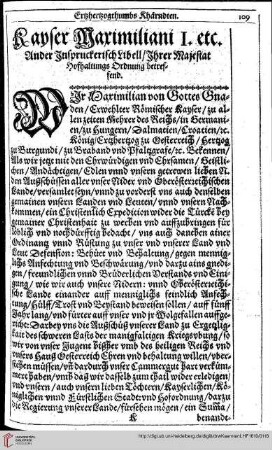 Kayser Maximiliani I. etc. ...