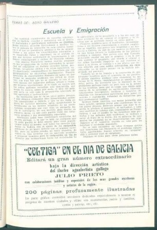 Temas del agro gallego : Escuela y Emigración