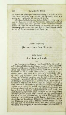 Zweite Abtheilung. Privatleben der Römer