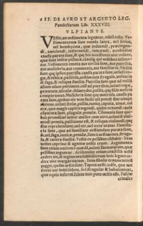 Pandectarum Lib. XXXVIII. Ulpianus.