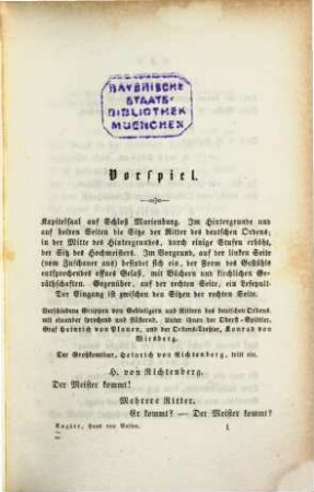 Belletristische Schriften, 1. Hans von Baisen : Trauerspiel in fünf Acten und einem Vorspiel