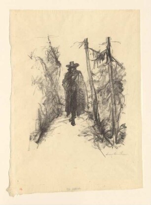 Ein Wanderer mit weitem Mantel
