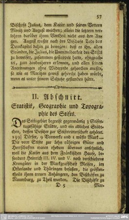 II. Abschnitt. Statistik, Geographie und Topographie des Stifts