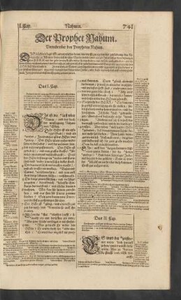 Vorrede ober den Propheten Nahum