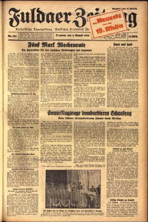 Ausgabe vom Dienstag, den 02. August 1938.