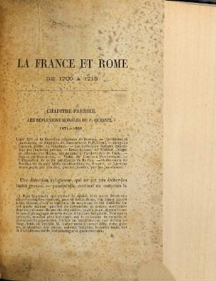 La France et Rome de 1700 à 1715 : histoire diplomatique de la bulle Unigenitus jusqu'à la mort de Louis XIV d'après des documents inédits (Dépot des Affaires Étrangères, Archives d'Amersfoort, etc.)