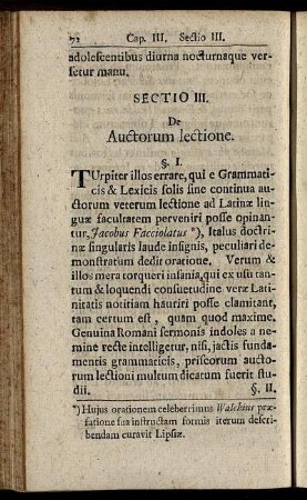 Sectio III. De Auctorum lectione