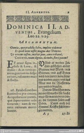 Dominica II. Adventus, Evangelium Luc. 21. v. 25.
