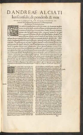 ... de ponderib. & mensuris Libellus, ...