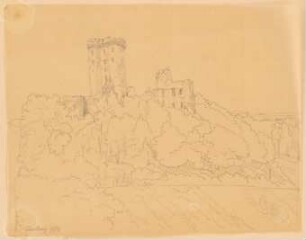 Casselburg (Kasselburg), Pelm: Perspektivische Ansicht vom Tal