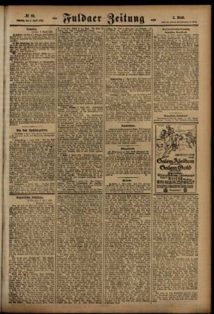 Zweite Ausgabe vom Samstag, den 08. April 1916.