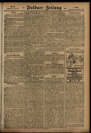 Zweite Ausgabe vom Samstag, den 08. April 1916.