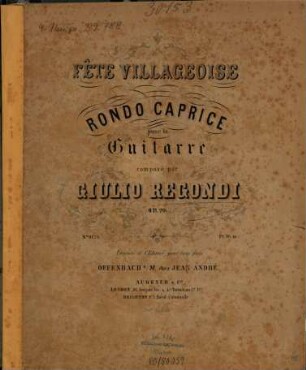 Fête villageoise : rondo caprice ; pour la guitarre ; op. 20
