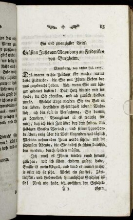 Ein und zwanzigster Brief. - Dreyßigster Brief.