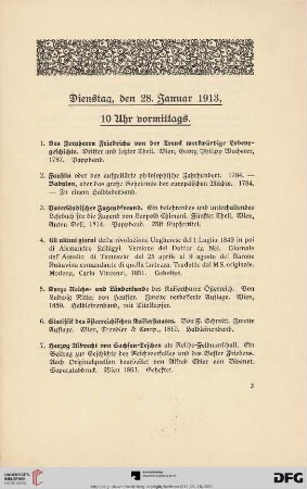 Dienstag, den 28. Januar 1913, 10 Uhr vormittags (Nr. 1-133)