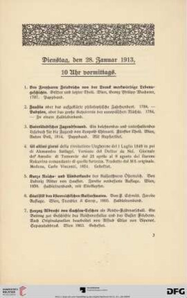 Dienstag, den 28. Januar 1913, 10 Uhr vormittags (Nr. 1-133)