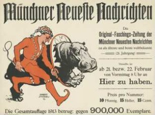 Münchner neueste Nachrichten. Die Original-Faschings Zeitung- Faschingsnummer 1914