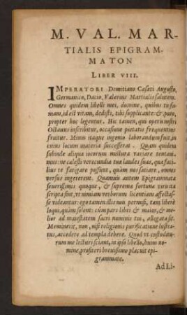 M. Val. Martialis Epigrammaton Liber VIII.