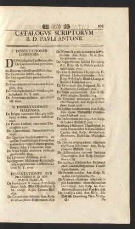 Catalogus Scriptorum B.D. Pauli Antonii