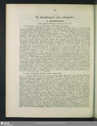 III. Sammlungen und Lehrmittel