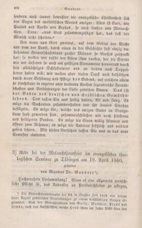 402-435 Rede bei der Melanchthonsfeier im evangelischen theologischen Seminar zu Tübingen am 19. April 1860