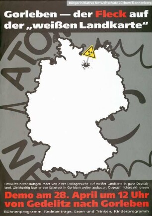 Fleck auf der weißen Landkarte