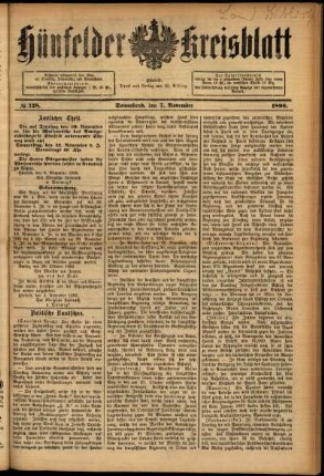 Ausgabe vom Samstag, den 07. November 1896.