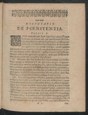 Disputatio De Poenitentia.