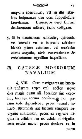 III. Caussæ Morborum Navalium
