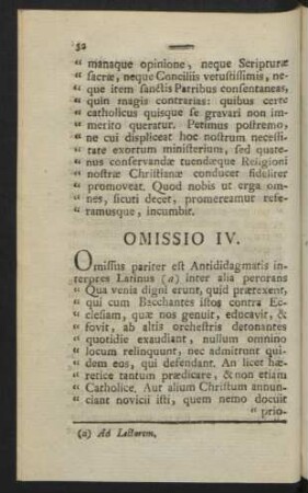 Omissio IV.