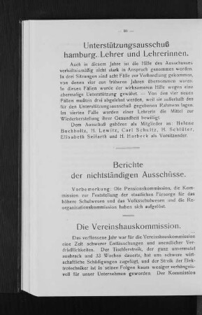 Berichte der nichtständigen Ausschüsse.