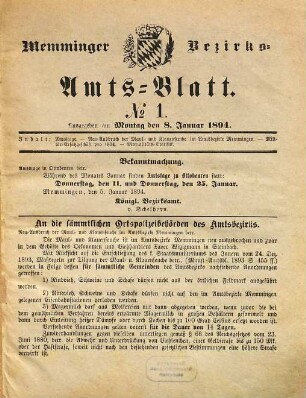 Memminger Bezirksamtsblatt. 1894
